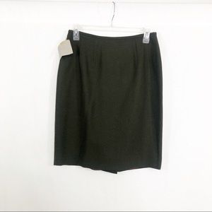 NEW Tahari Wool Knee Length Career Skirt, Size 8, Army Green